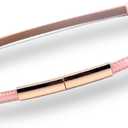 Women's Belt Dress Fashion Patent Leather Belts Adjustable 22"- 36" Skinny Slim Belt Leather Gold Color Buckle Waistband (Peach-pink)