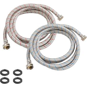 2 Pack 10 FT Stainless Steel Washing Machine Inlet Hose, Hot and Cold Water Washer Supply Hoses,3/4" Fittings Washing Machine Fill Hose