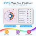 2-in-1 Visual Timer with Task Board for ADHD & Autism, Dry Erase Chore Chart and Visual Schedule for Kids & Adults, Rainbow Countdown Timer for Classroom, Home, Homeschool (White)