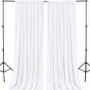 Hiasan White Backdrop Curtains for Parties, Polyester Photography Backdrop Drapes for Family Gatherings, Wedding Decorations, 5ftx10ft, Set of 2 Panels
