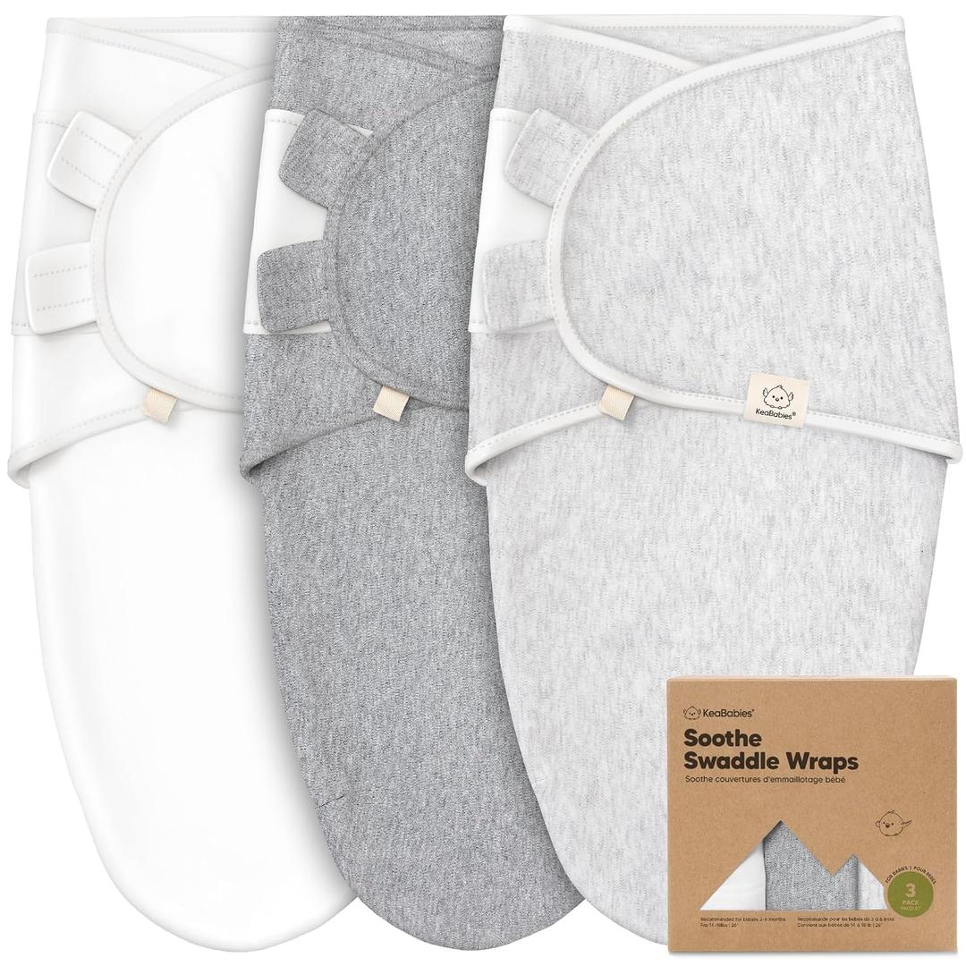 3-Pack Organic Baby Swaddle Sleep Sacks - Swaddles for Newborns, Infant 3-6 Months, Baby Girls, Boys, Soft & Snug Newborn Sleep Sack, Nursery Swaddling Blankets (Cloud, L)