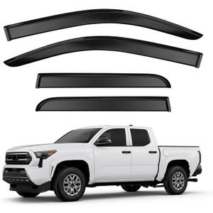 Tape-On Rain Guards for Tacoma 2024 2025, Side Window Deflectors Window Visor Rain Guards Vent Guard Shade Deflectors Compatible with Toyota Tacoma Accessories 2024 2025 (Smoked)