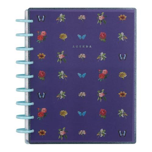 Happy Planner Disc-Bound Planner Jan.–Dec. 2026, Includes 3 Extra Months and 2 Sticker Sheets, Classic Size, 7" x 9.25", Dashboard Layout, Blue Botanical Year