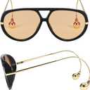 Oversized Aviator Sunglasses with Earring for Women Large Big UV400 Protection Designer 2025 Ladies Shades