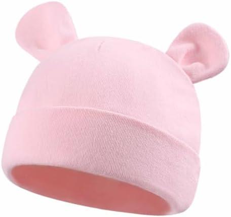 Duoyeree Baby Hat Newborn Hat Adorable Cotton Bear Ear Beanie Cap for Infant Girl Boy 0-6 Months Pink