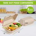 ECOLipak 500 Pack Clamshell Take Out Food Containers, 100% Compostable Disposable To Go Containers, 9X6 inch Heavy-Duty To Go Boxes for Food