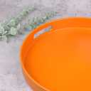 Round Orange Decorative Serving Tray with Handles, 13 Versatile Ottoman Tray for Coffee Table, Entertaining, Outdoor Patio, Living Room
