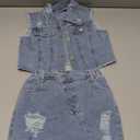 WDIRARA Girl's 2 Piece Outfit Ripped Raw Hem Denim Jacket and Mini Skirt Set, 4 Y