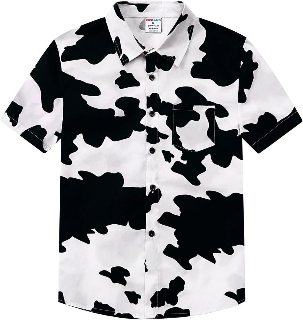 COSLAND Boys and Toddlers' Animal Print Shirt Kids Cotton Button Down Top, 2T-Large (S)