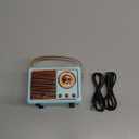 QUEQIMU Retro Bluetooth Speaker, Wireless Mini Portable Speakers Support USB/TF Card/AUX, Vintage Decor, Retro Radio Bluetooth Speaker for Kitchen Desk Bedroom Office Outdoor, Gifts for Teens, Blue