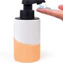 BosilunLife Automatic Soap Dispenser Ceramic Hand Free Soap Dispenser with Waterproof Pump Rechargeable Smart Electric Soap Lotion Dispenser Touchless for Kitchen Bathroom (White-Orange, Liquid Pump)