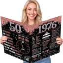 Large 50th Birthday Card for Women, Back in 1976 Rose Gold Jumbo Happy 50th Birthday Greeting Card with Envelope, Big 50 Year Old Party Decorations and Gift Ideas for Her Mom Wife Friends