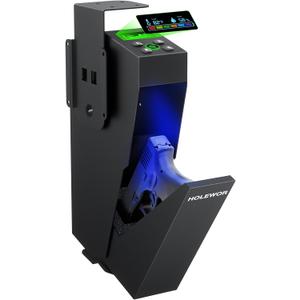Gun Safe Biometric Pistol Safe Fingerprint Drop Down Mount Handgun Safe Under Table for Desk Bedside Nightstand