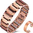 3X Copper Bracelet for Men Triple Ultra Strength Magnet Pure Copper Magnetic Bracelet & Ring Set with Adjustable Sizing Tool