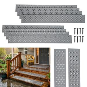 tonchean 8 Pack Non Slip Aluminum Stair Treads, 30 x 3.75 Outdoor Step Treads for Wooden Steps, Deck, Ramp, Grey Coated Anti Slip Stair Treads with Screws, Easy to Install