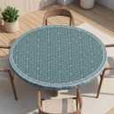 Joy Bubble Round Fitted Tablecloth with Elastic Edge Waterproof Wipeable Table Cover for Indoor Kitchen & Dining Room Circle Table Cloth, Fits 36"-44" / 45"-56" Round Tables