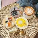 DOTSOPS 8Pack Landscape Diamond Painting Coaster with Holder 5D Diamond Art Kits for Adults Round Full Drill Beginners Gem Dots Craft Arts Supplies Party Home Decor Abstract