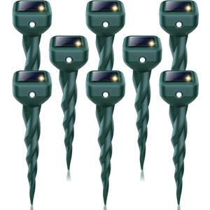 Mole Repellent Solar Powered, 8 Pack Snake & Skunk Repellent for Yard, IP 65 Waterproof Ultrasonic Deterrent Stakes, Get Rid for Rabbit, Gopher, Vole, Chipmunk, Deer, Groundhog for Lawns Garden
