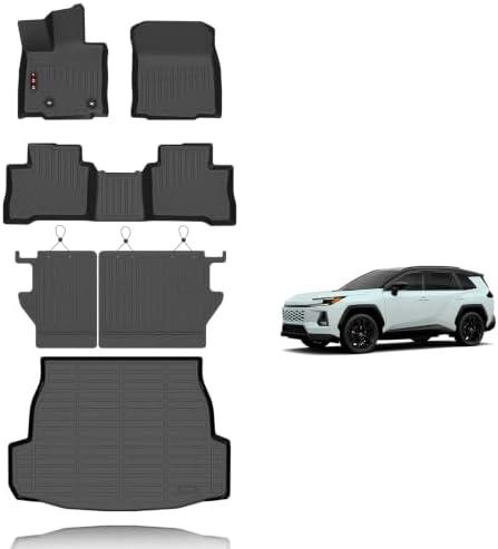 KELCSEECS Floor Mats with Seatback Mats for Toyota Rav4 Hybrid 2026 | (Not for Phev,Not for Cargo Area with subwoofer),All Weather Protection TPE Floor Liners for Full Set Rav4 Hybrid Accessories