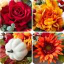PureCosy Fall Centerpiece for Table, Handmade Realistic Silk Floral Arrangement with Peonies, Roses, Berries & Foam Pumpkins Thanksgiving Centerpiece and Autumn Harvest Table Decor for Dining Table