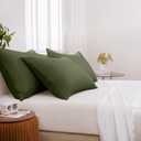 Pillowcases King 4 Pack, 20x36 Pillow Cases with Envelope Closure, Soft Plain Brushed Microfiber Covers Breathable Wrinkle-Resistant, Olive Green