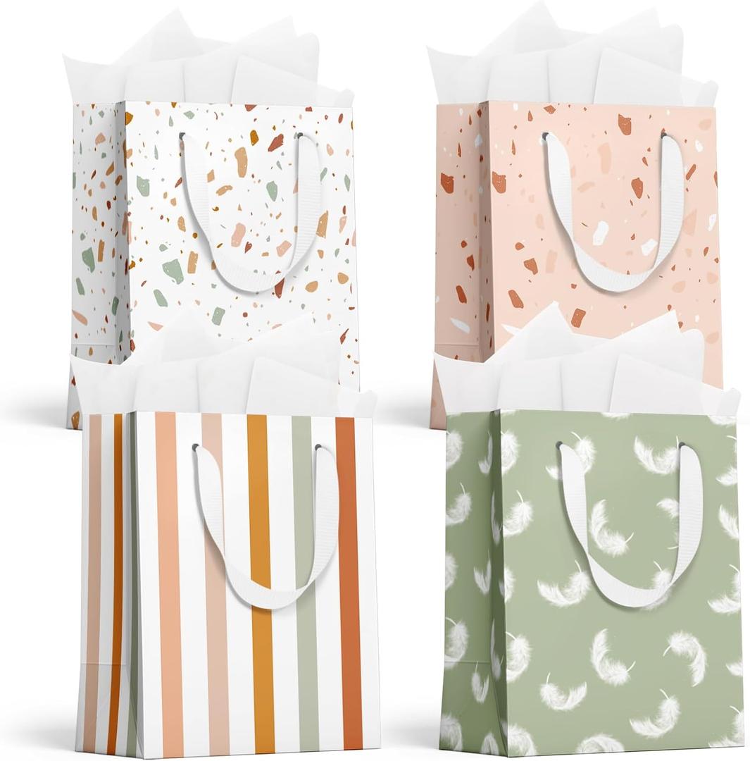 slapaflife Gift Bags Medium Size, Tissue Paper for Gift Bags Incl.Cards & Self-adhesive Envelope - Reusable & For Birthday, Mothers Day, Wedding, Baby Shower and Any Occasion.(4 Pack- 9"), 1 count