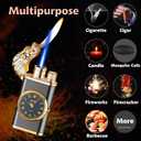 Torch Lighter, Magic Dual Flame Lighter Refillable Butane, Creative Adjustable Flame Windproof Lighter, Cool Jet Flame Butane Lighter for Men Women Friends Outdoor Candle (Without Butane) Black Dragon