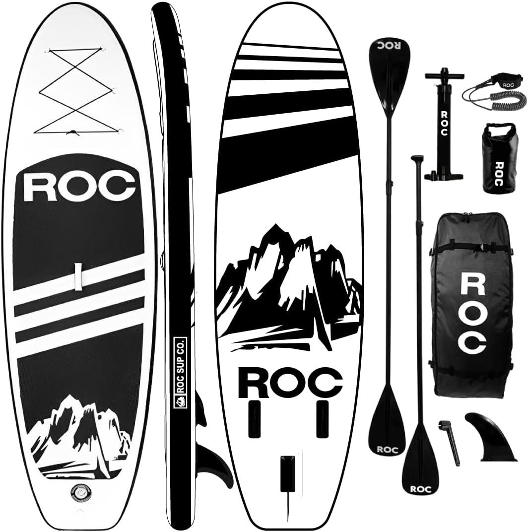 Roc Inflatable Stand Up Paddle Boards with Premium SUP Paddle Board Accessories, Wide Stable Design, Non-Slip Comfort Deck for Youth & Adults