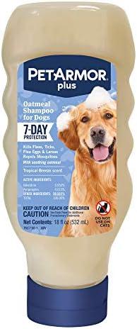 Pack Of 2 PetArmor Plus Flea and Tick Shampoo for Dogs, Oatmeal Flea Shampoo Kills Fleas, Ticks, and More, Tropical Breeze Scent, 18oz