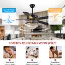 Crystal Ceiling Fan Fandelier with Lights- Retro Outdoor Fans (52" Black), 52in