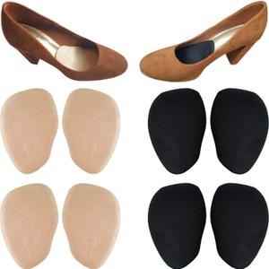 Chiroplax High Heel Cushion Inserts Pads (4 Pairs) Suede Ball of Foot Forefoot Metatarsal Anti Slip Shoe Insoles for Women, 2.77mm