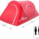2 Person Pop Up Tent with Dual-Layer Door and Carry Bag - Water-Resistant Tent for Camping, Hiking, or Beach Use by Wakeman Outdoors (Red)