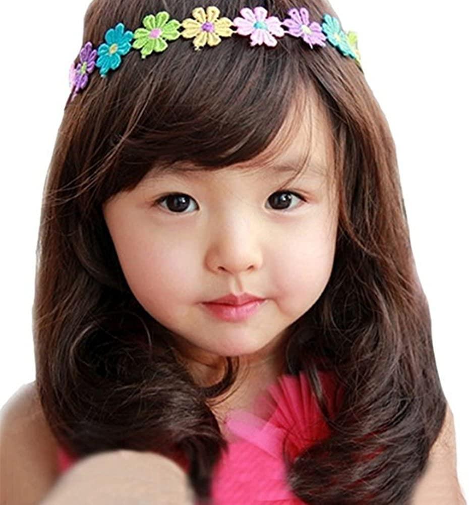 Brown kid Short/Long Curly Wave Cosplay Wig Hair Adjustable Costume Synthetic Heat (Brown Medium Curly, 5-10 Years)