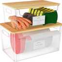 2 Pack Trash Bag Holder Under Sink Stackable, Plastic Garbage Dispenser with Lid, Trash Bag Storage Dispenser Roll Holder for Kitchen, Pantry, Laundry Room Organization