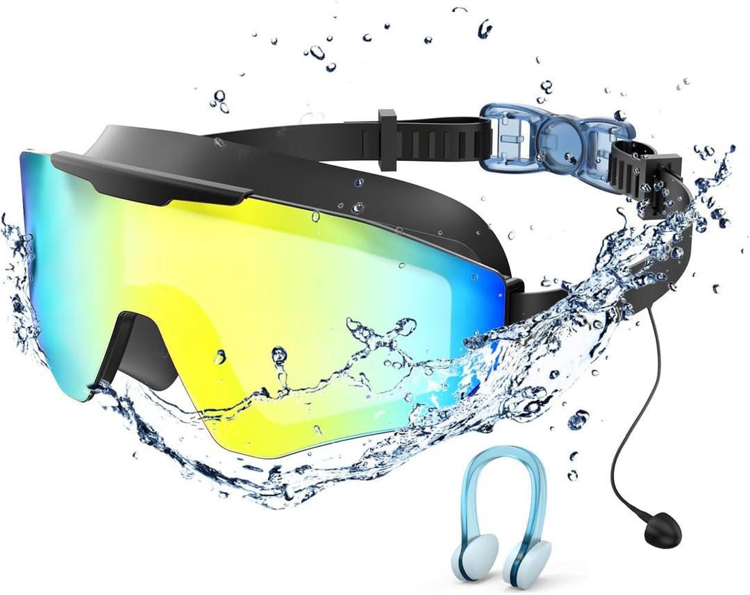 Swim Goggles for Men & Adults  Anti-Fog Full-Coverage Swimming Goggles, 3-Color UV Lens & Detachable (Kid, Cyan)