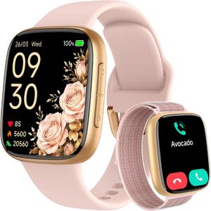 Smart Watch for Women, Answer/Make Call, 1.85" AMOLED Always-On Display Screen Smartwatch for iPhone & Android, 3ATM Waterproof Fitness Tracker with Heart Rate/Sleep/SpO2 Monitor, 100+ Sport Modes