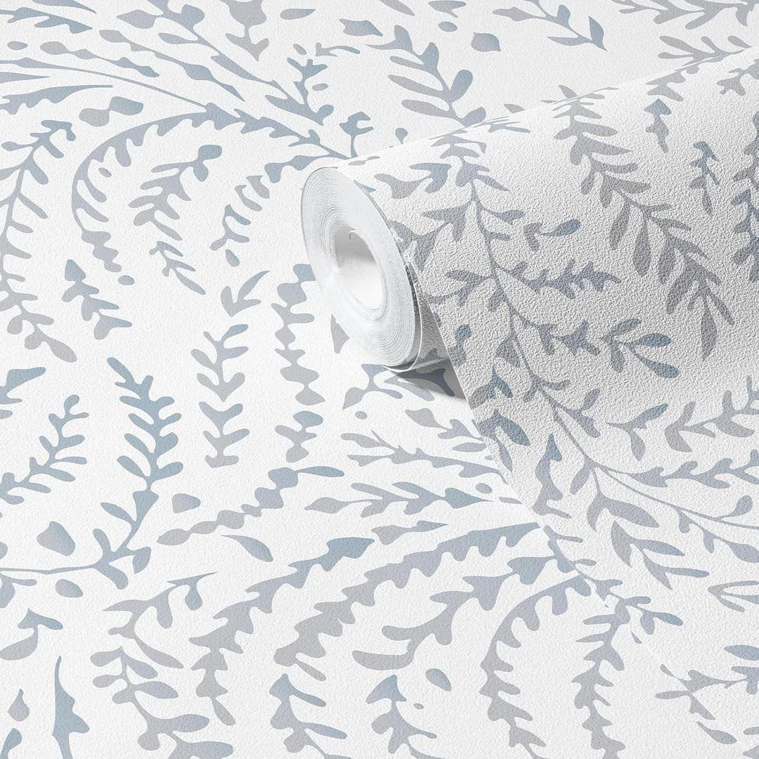 Peel and Stick Wallpaper Boho Wall Paper Peel and Stick Modern Watercolor Gray Blue Wallpaper for Bedroom 17.3"x118"