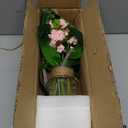 Hollyone Pink Hydrangea Artificial Flowers in Clear Glass Vase with Faux Water Silk Hydrangeas Fake Flowers Floral Arrangement for Home Bathroom Kitchen Office Table Centerpiece Shelf Decorations