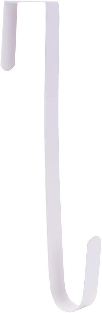 Sattiyrch 12" Front Door Wreath Hanger, Ultra Slim Metal Over Door Hook, Damage-Free Hanging for Seasonal & Year-Round Wreaths, Fits Most Doors, White, 1 Pack
