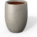 Kante 11.8 Inch Tall Concrete Planter, Large Indoor Outdoor Plant Pot with Drainage, Smooth Weathered Concrete Finish with Painted Interior, Ideal for Porch, Home, Garden, Patio
