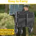Wagons Carts Foldable, Collapsible Wagon with Wheels  Foldable Wagon for Groceries,Picnic,Beach,Camping, Small Hauls, Apartment Moving Storage, Portable Utility Folding Wagon Cart, 360lbs, Black