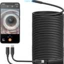 Anykit USB Endoscope Camera with 8 Adjustable LED Lights, Borescope with Semi-Rigid Snake Camera, IP67 Waterproof Inspection Cam Compatible with iPhone and Android Devices (50 ft)