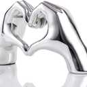Silver Heart Hands Sculpture , Love Centerpieces Aesthetic Statue and Sculpture Living Room Bedroom Bookshelf Coffe Table Boho Wedding Accents Decorations, Knick Knacks Home Decor Fr Shelves Para