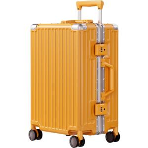 AnyZip Carry On Luggage PC+ABS Aluminum Frame Zipperless Luggage Hard Shell Suitcase with TSA Lock Double Spinner Wheels 20 Inch Orange