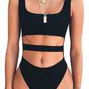 BEAGIMEG Women's Tank Top Cut Out Sleeveless Bodice Bodysuit Party Clubwear Black L