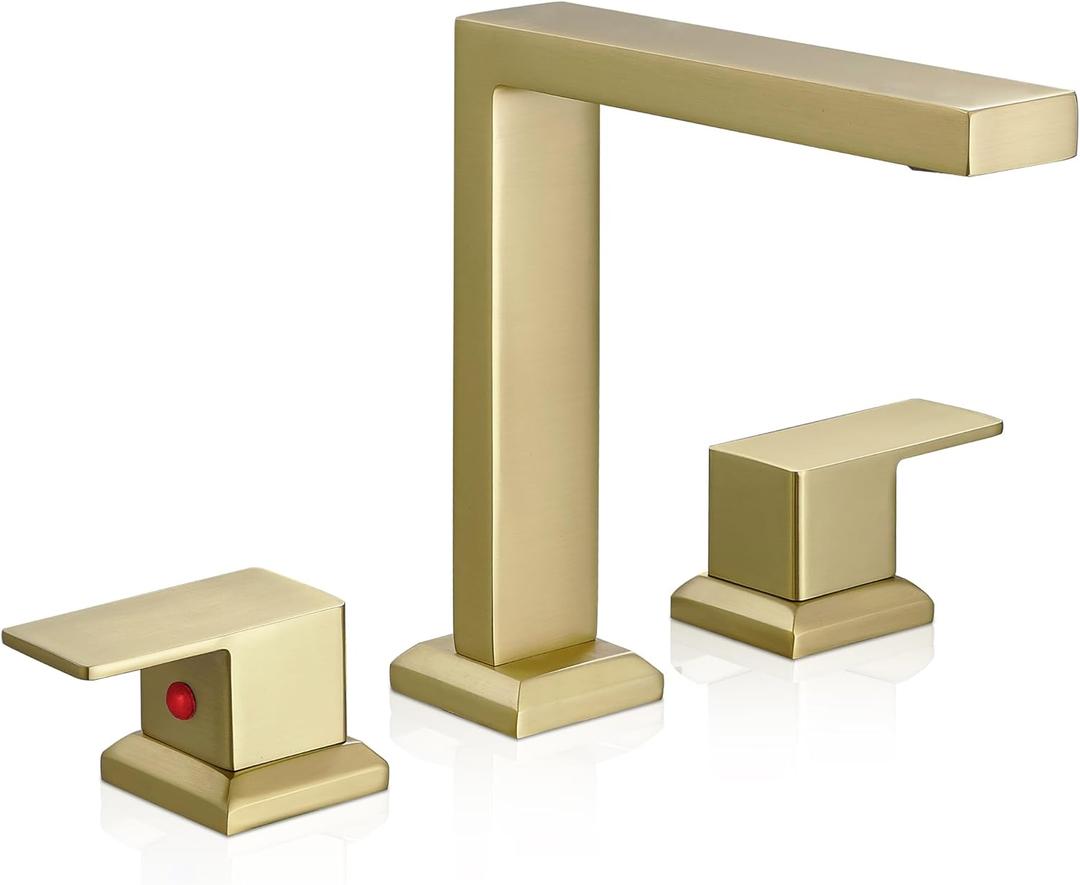 HEYMYTAP High Flow Gold Bathtub Faucet, Brass Bath Tub Faucet Set 3 Hole Roman Tub Faucets Deck Mounted Bathtub Faucet Set 2 Handle 1/2" NPT Female Cartridge Spout Reach 5.3inch