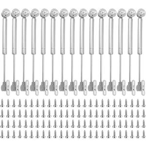 HAKZEON 15 Pack Hydraulic Support Cabinet Hinge, 100N / 22.5LB Gas Strut for Cabinets with 75 Mounting Screws Door Lift Support Gas Spring Kitchen Cupboard Cabinet Hinges, Silve