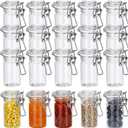 Suclain 20 Pcs 3 oz PET Plastic Storage Jars with Airtight Hinged Lid Mini Sealed Clear Wide Mouth Spice Jar Empty Round Leak Proof Canning Storage Containers for Sugar Jam Sauces Herbs Coffee