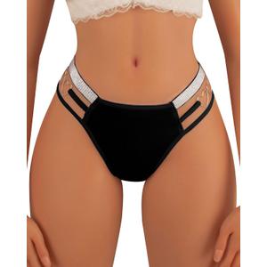 Women's Shine Strap Underwear Sexy Comfortable Panties Underwear (Black 359)