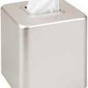 mDesign Steel Square Tissue Box Cover, Modern Facial Tissue Holder for Bathroom Vanity Countertops, Bedroom Dressers, Night Stands, Desks, Office and Tables - Unity Collection - Satin